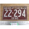 Image 1 : 1930 Sask License Plate