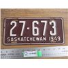 Image 1 : 1949 Sask License Plate