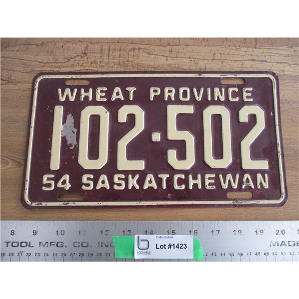 1954 Sask License Plate