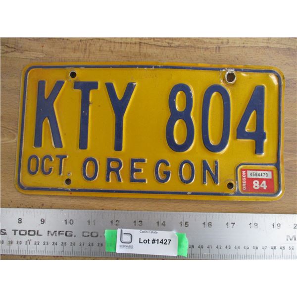 1984 Oregon License Plate