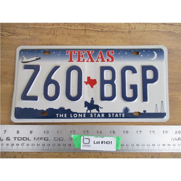 Texas (lone star state) license plate