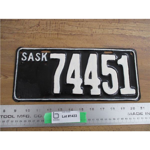 Sask (?) License plate - repainted