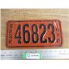 Image 1 : 1918 Sask License plate - repainted