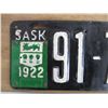 Image 2 : 1922 Sask License plate - repainted