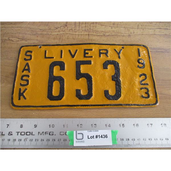 1923 (Livery) Sask License plate - repainted