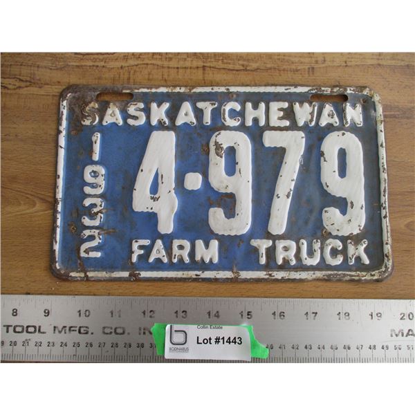 1932 (farm truck) Sask License Plate