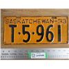 Image 1 : 1933 (Truck) Sask License Plate - repainted