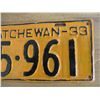 Image 3 : 1933 (Truck) Sask License Plate - repainted