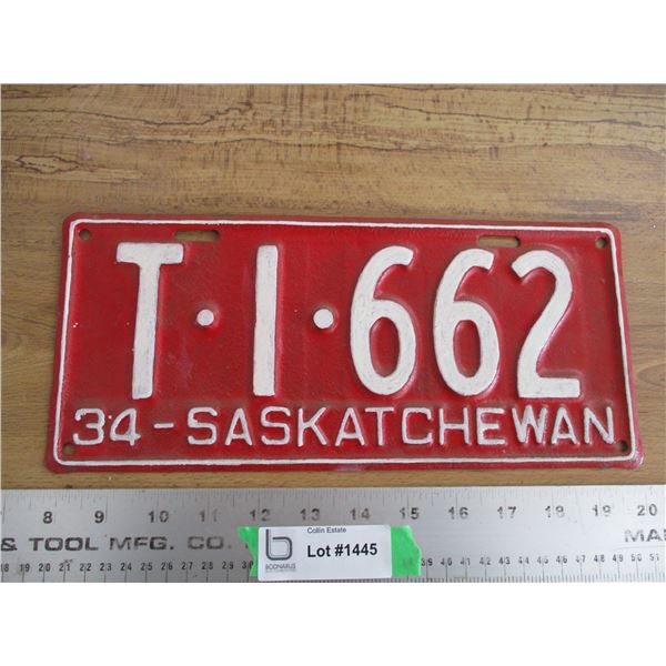 1934 (Truck) Sask License Plate - repainted