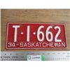 Image 1 : 1934 (Truck) Sask License Plate - repainted