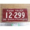 Image 1 : 1938 (farm truck) Sask License Plate - repainted