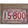 Image 2 : 1940 (farm truck) Sask License Plates - matching pair