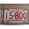 Image 3 : 1940 (farm truck) Sask License Plates - matching pair