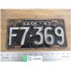 Image 1 : 1943 (farm) Sask License Plate