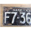 Image 2 : 1943 (farm) Sask License Plate