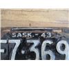 Image 4 : 1943 (farm) Sask License Plate