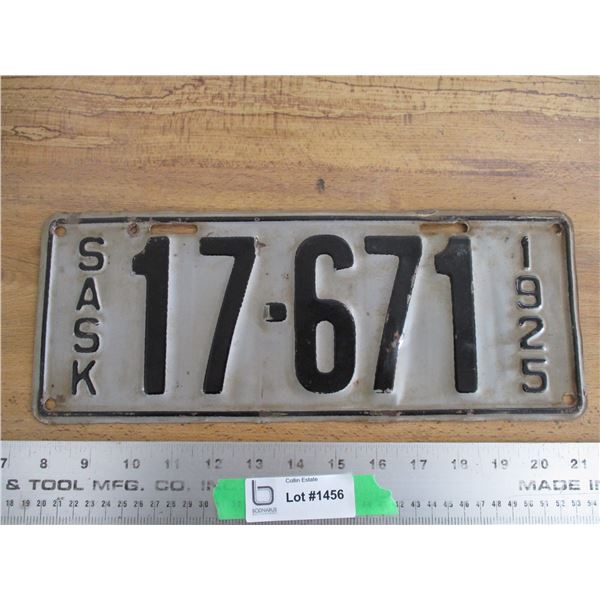 1925 Sask License Plate