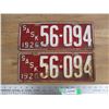 Image 1 : 1926 Sask license plates - matching pair