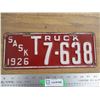 Image 1 : 1926 (truck) Sask License Plate