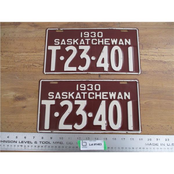 1930 (truck) Sask License Plates - matching pair