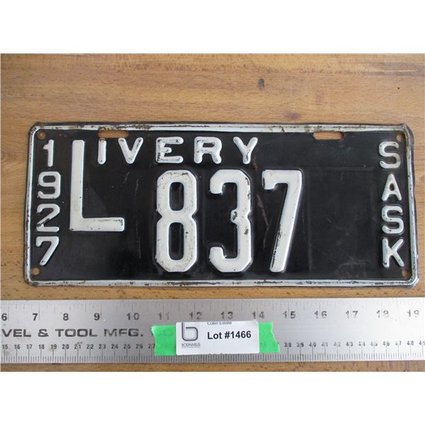 1927 (Livery) Sask License Plate - Low #