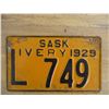 Image 2 : 1929 (Livery) Sask License Plate - Low #