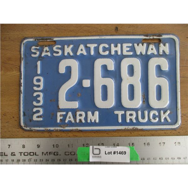 1932 (farm truck) Sask License Plate