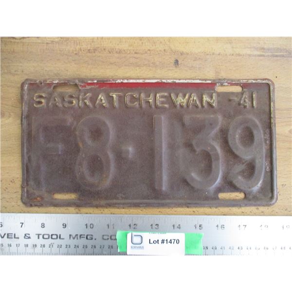1941 (farm) Sask License Plate