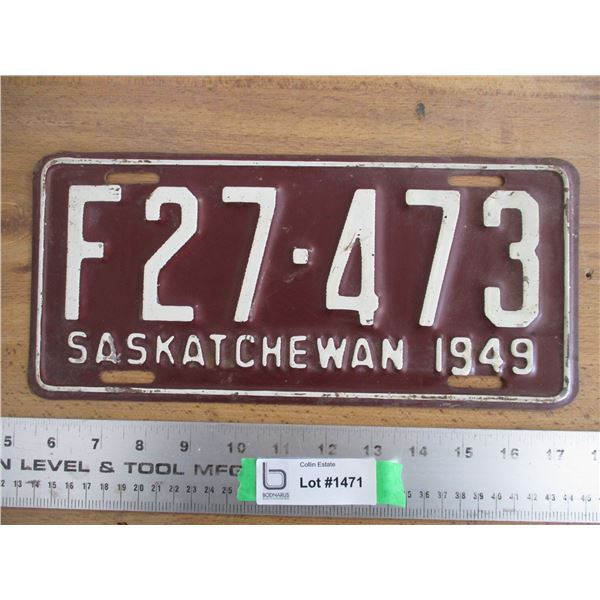 1949 (farm) Sask License Plate