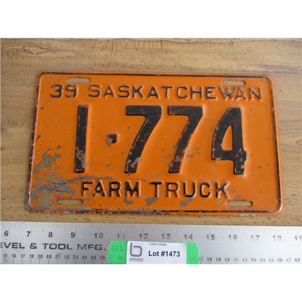 1939 (farm truck) Sask License Plate
