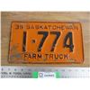 Image 1 : 1939 (farm truck) Sask License Plate