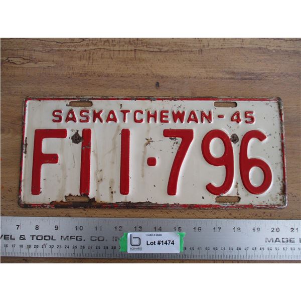 1945 (farm) Sask License Plate