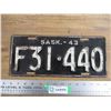 Image 1 : 1943 (farm) Sask License Plate