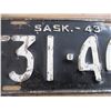 Image 4 : 1943 (farm) Sask License Plate