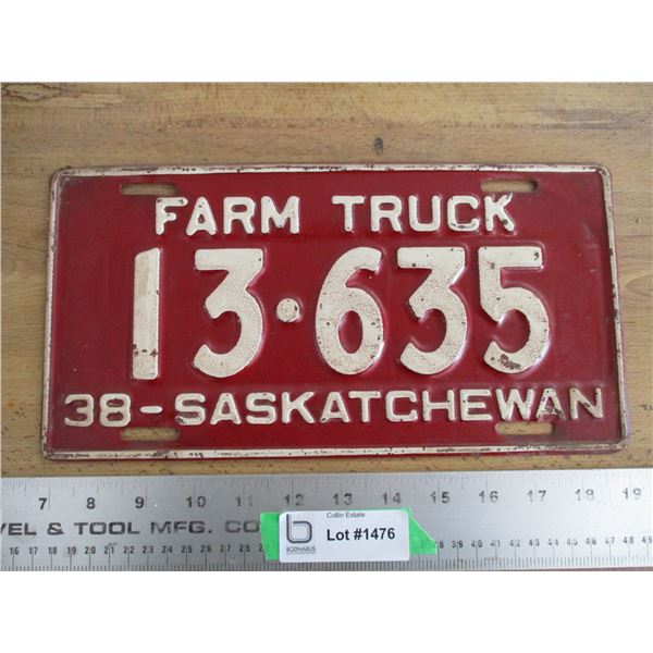 1938 (farm truck) Sask License Plate