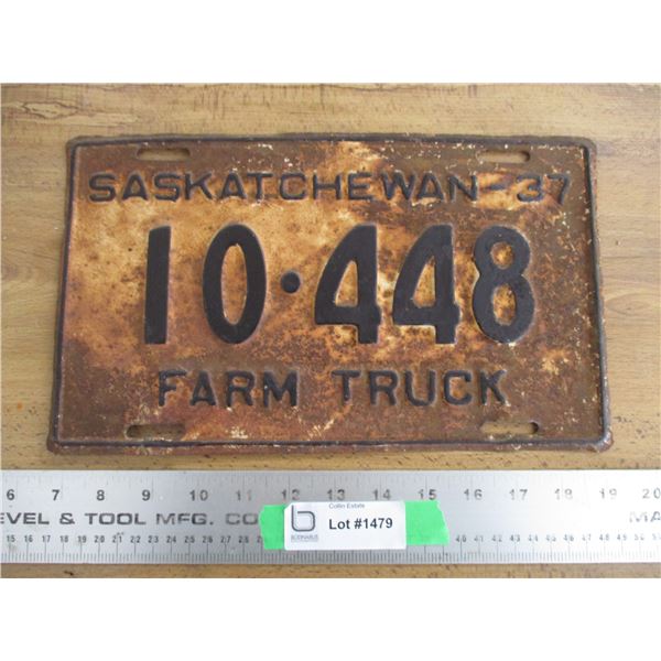 1937 (farm truck) Sask License Plate