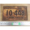 Image 1 : 1937 (farm truck) Sask License Plate
