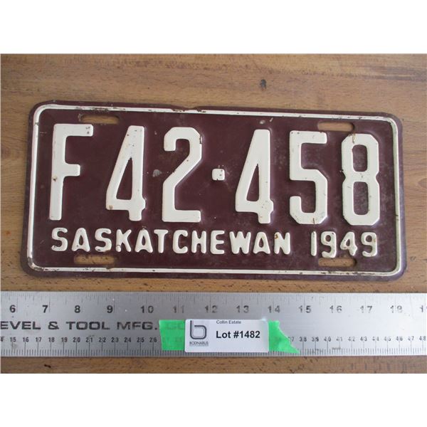 1949 (farm) Sask License Plate