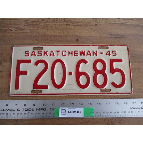 1945 (farm) Sask License Plate