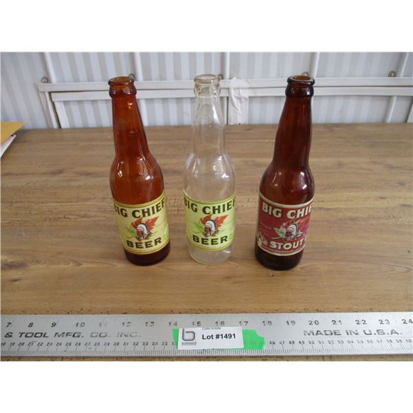 (3) Big Chief beer bottles