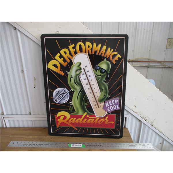performance radiator thermometer - tin sign - 20x26