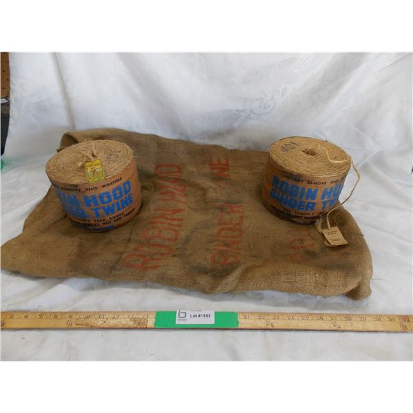 (2) Rolls of Robin Hood twine and Robin Hood gunny sack (new old stock)