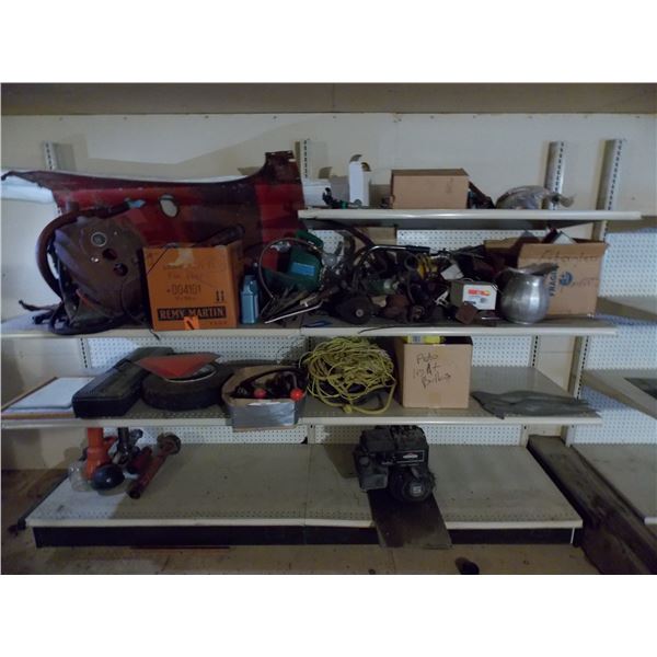 contents of shelf including a 5HP motor (shelf not included, must take all contents) - located upsta