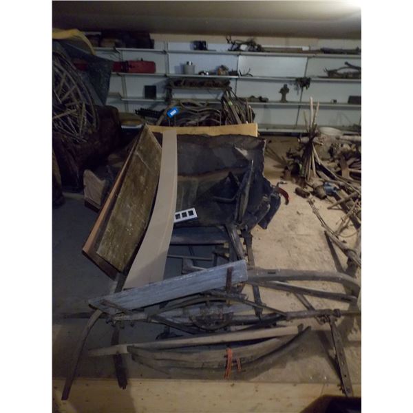 pile of antique buggy parts - must take all - located upstairs
