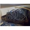 Image 1 : antique buggy wheels and hubs and couches - must take all - located upstairs