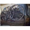 Image 2 : antique buggy wheels and hubs and couches - must take all - located upstairs