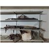 Image 1 : 4 shelves of antique parts - horse related harnesses, milk bottles, etc - location upstairs