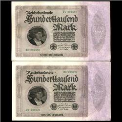 1923 Germany 100000 Mark Pair Uncirculated (COI-3111)