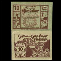 1920 Austria Altmunster 10 Heller GEM Rare Note (COI-3498)