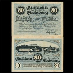 1920 Austria Ebelsberg 80 Heller GEM Rare Note (COI-3510)
